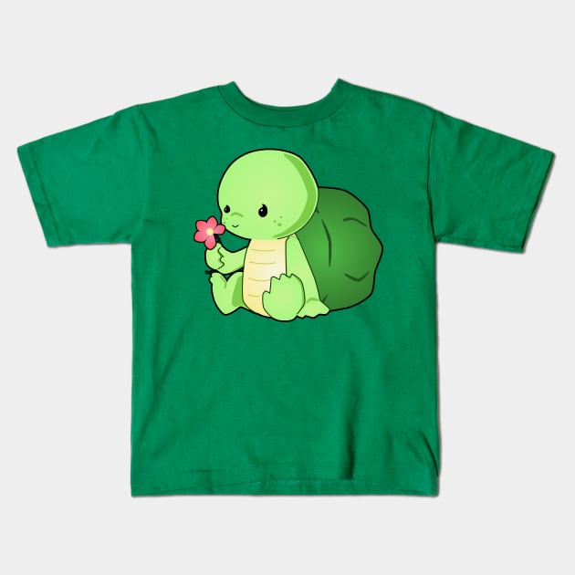 Kawaii Turtle Kids T-Shirt by LyddieDoodles